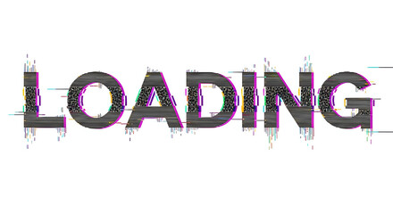 Digital glitch effect text for loading bar progress in retro computer style