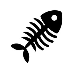 Fish Skeleton Vector Icon Minimal Design.