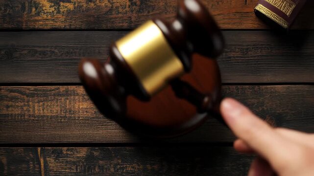 Old Law Books and a Gavel Placed on a Rustic Wooden Table, Signifying a Legal Discussion in a Cozy Study