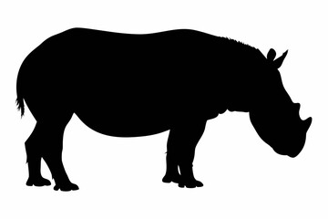 Fototapeta premium rhino silhouette vector, Black silhouette of a rhinoceros with a single horn Vector