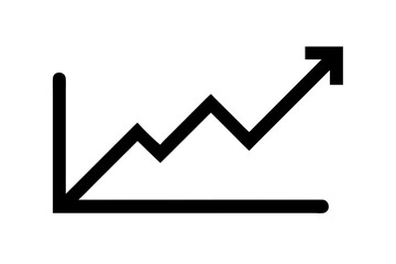 upward trend graph growth chart silhouette, bar chart showing upward trend with an arrow indicating growth vector, business graph with arrow icon