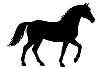 Obraz premium Morgan horse silhouette, horse black vector, Silhouette of a horse walking gracefully Vector, 
