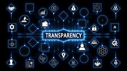Global transparency concept depicted with data visualization and world map background, Internet infrastructure concept map Abstract technology . 4k animation on transparent background. - Powered by Adobe