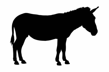 Obraz premium donkey Silhouette vector, Silhouette of a donkey standing against Vector
