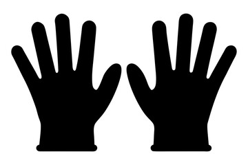 Obraz premium hand black gloves isolated on white, hand gloves silhouette