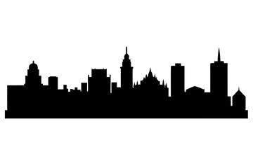 Boston city skyline silhouette, Modern city skyline silhouette with tall buildings Vector