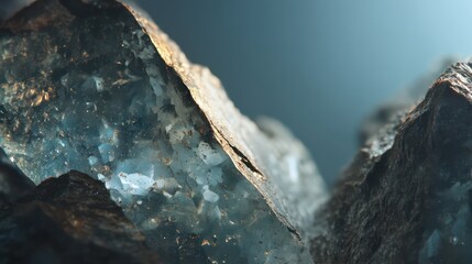 Sharp close-up of volcanic glass surface fractured angles reflecting subtle gradients Shadows emphasize edges while create dimensional clarity