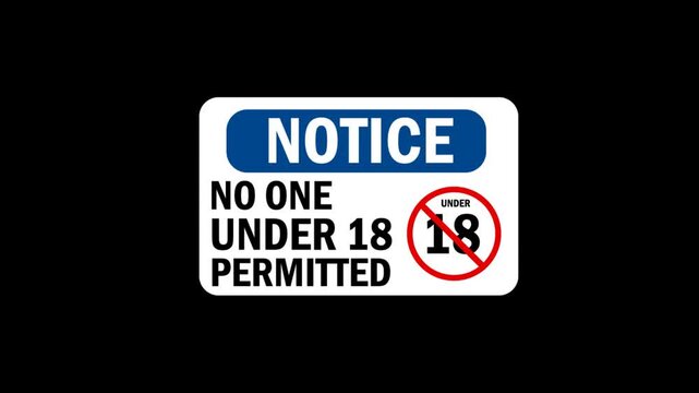Warning symbol sign under 18