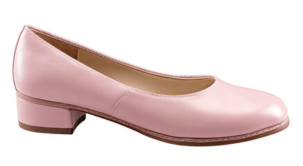 Pink Leather Low Heel Pump isolated on a transparent background