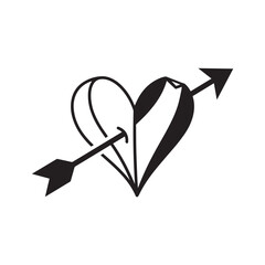 Stunning heart pierced by arrow in elegant black design