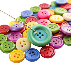 sewing buttons isolated on white background, PNG. AI Generated