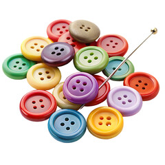sewing buttons isolated on white background, PNG. AI Generated