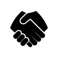 Handshake in Heart Shape Icon on White Background.
