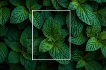 Vibrant Green Foliage Framed with Minimalist White Border for a Modern Botanical Aesthetic