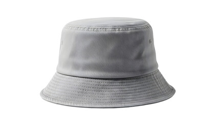 Classic Grey Bucket Hat Mockup Isolated on White for Summer Fashion Design