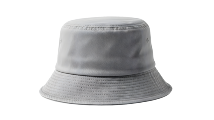 Classic Grey Bucket Hat Mockup Isolated on White for Summer Fashion Design