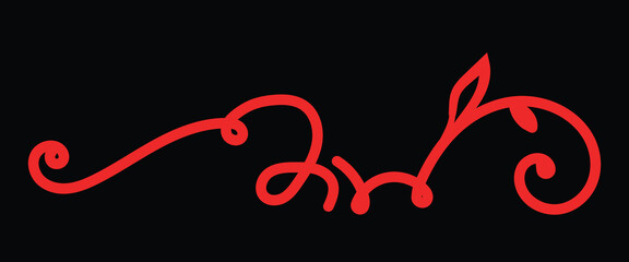 Red Floral Swirl Pattern on Black Background