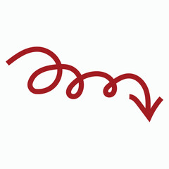 Red Spiral Arrow Pointing Downwards on White Background