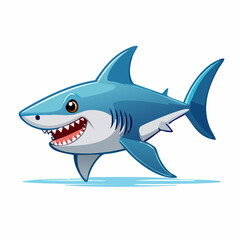 Fototapeta premium Cartoon shark with open mouth and sharp teeth with transparent background