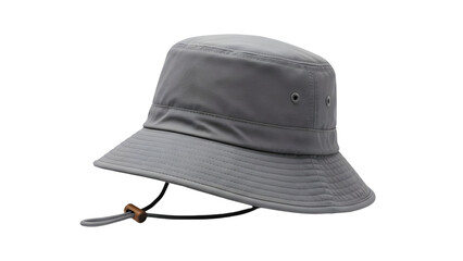 Grey Technical Bucket Hat with Adjustable Cord Mockup for Outdoor Adventure Wear