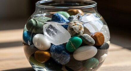 glass beads in a glass jar