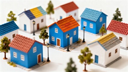 Miniature model houses in a village