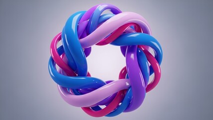 Entwined Pastel Rings: A Visual Representation of Interconnection and Flowing Forms