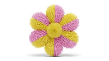 Fluffy faux flower with bright contrasting colors for whimsical decorative designs