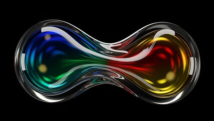 Iridescent Abstract Glass Sculpture, a Symphony of Reflected Colors and Light Play