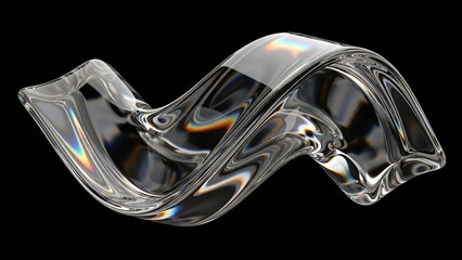 Translucent Fluidity: A Dynamic Clear Wave Formation with Luminous Prismatic Reflections
