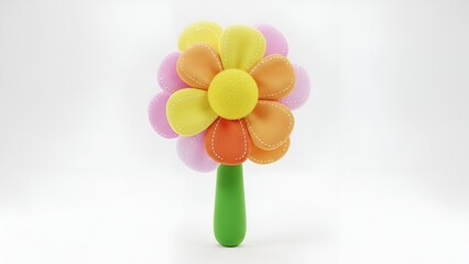 Whimsical blossom creation in vibrant hues against a spotless canvas backdrop