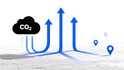 CO2 emissions and rising arrows