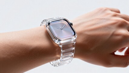 Transparent smartwatch on wrist