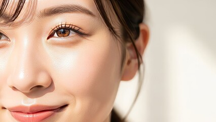 Woman with elegant makeup and glowing skin