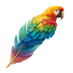Obraz premium Vibrant parrot feather isolated on transparent background