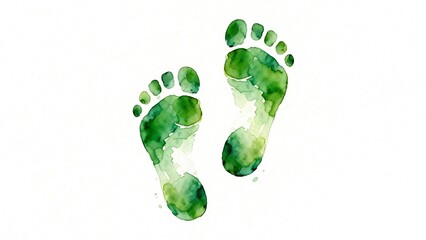 Green footprints on white background