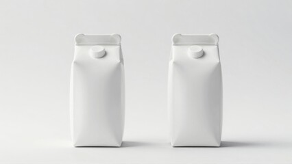 Two white milk cartons on light gray background