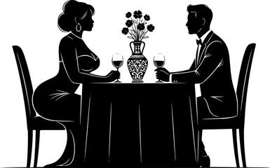 silhouette of a couple at a table