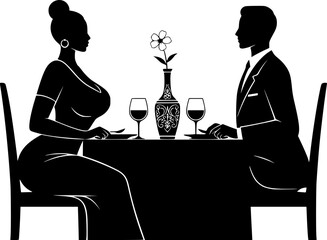 silhouette of a couple at a table
