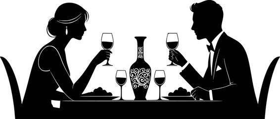 silhouette of a couple at a table