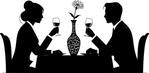 silhouette of a couple at a table