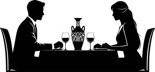 silhouette of a couple at a table