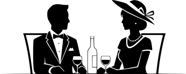 silhouette of a couple at a table