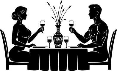 silhouette of a couple at a table