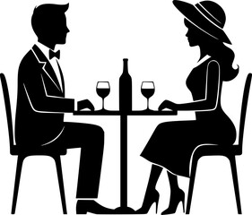 silhouette of a couple at a table