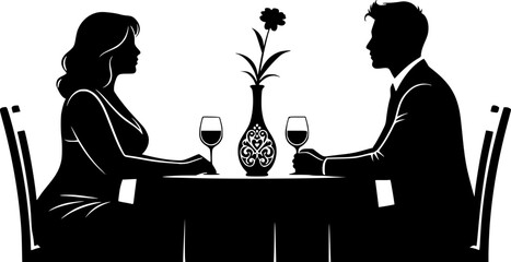 silhouette of a couple at a table