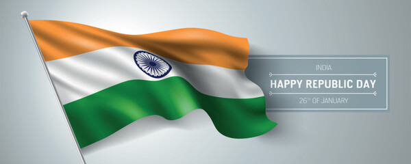 India happy republic day greeting card, banner vector illustration.