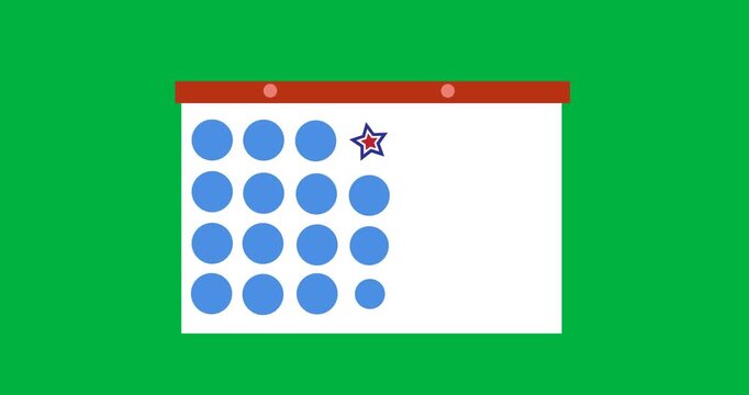 Digital animation of star icon over 4th of july date on calendar against black background