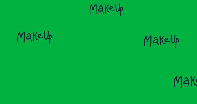 Digital animation of multiple makeup text banner floating against black background