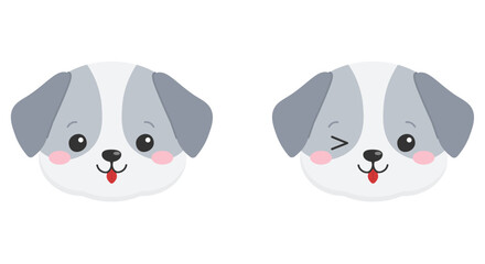 Cute Puppy Face Expressions &ndash; Flat Vector Dog Icons Set